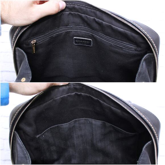 Chanel Wild Stitch Black Lambskin Leather Handbag Satchel Purse A5529 - Picture 8 of 11